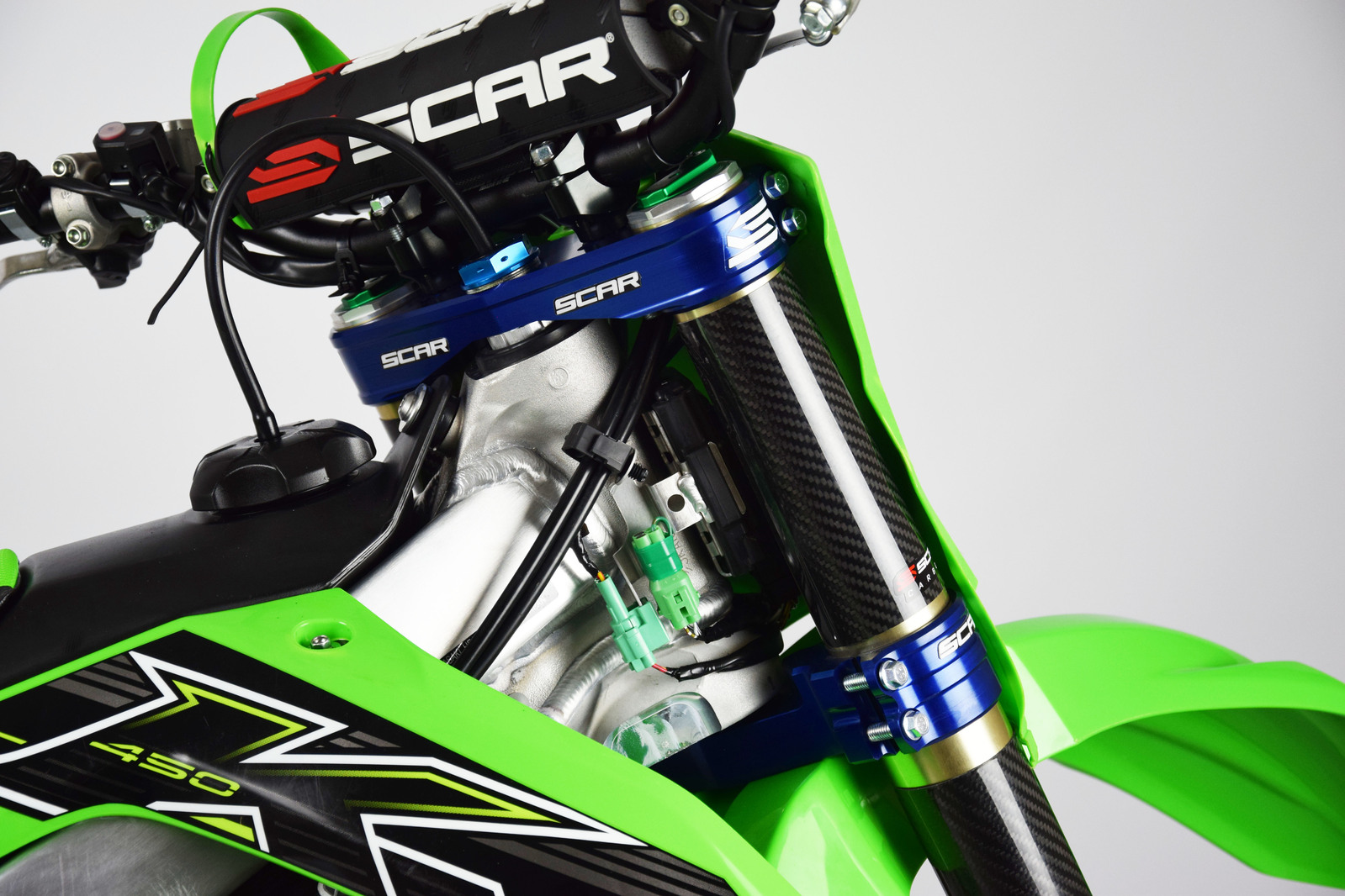 KX250F KX450F 2013 TO 2020 TRIPLE CLAMP SET BLUE SCAR ...