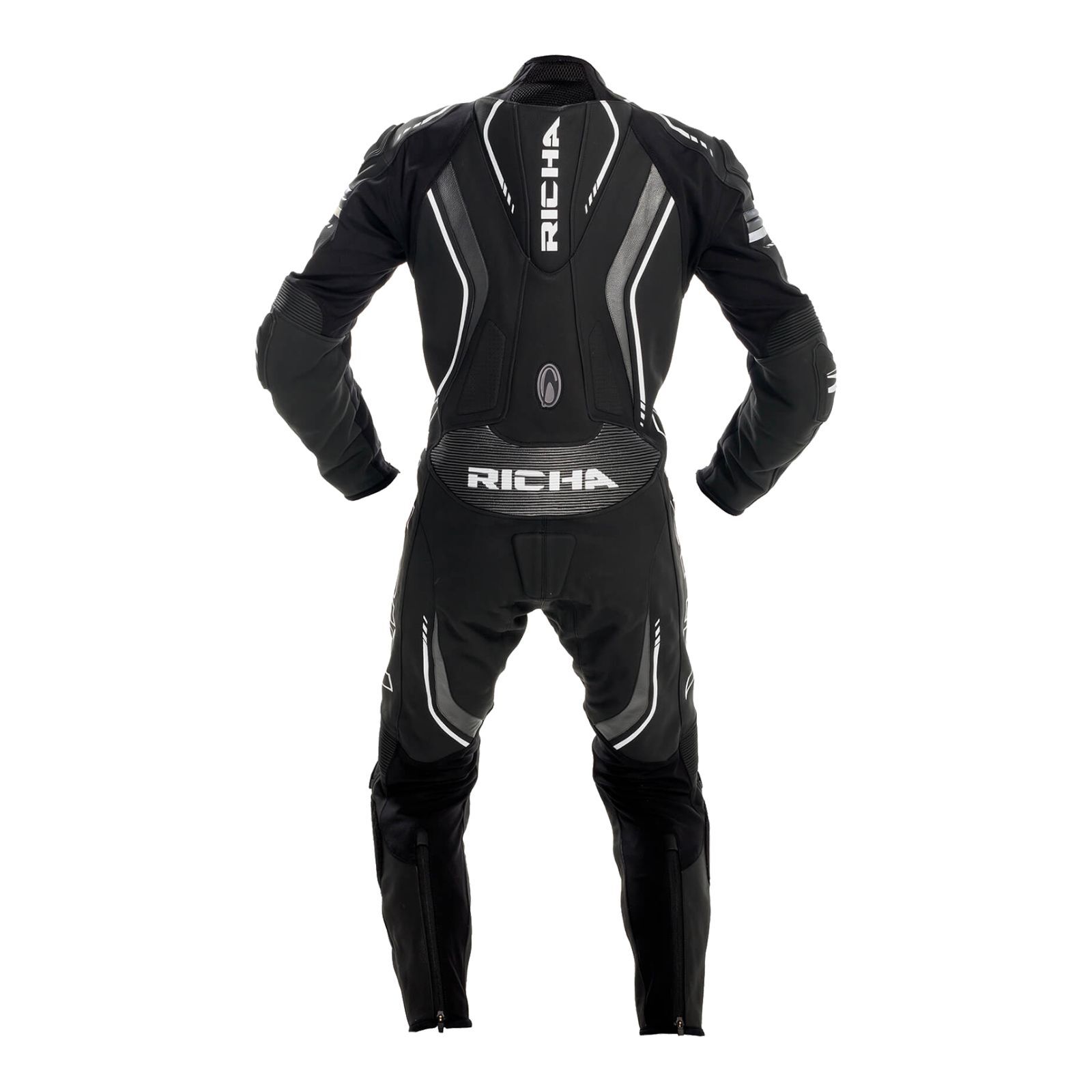 RICHA FRANCORCHAMPS LEATHER 1PC SUIT BLK GRY LGE EU52 42 Whites