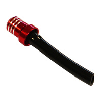 FUEL CAP VENT BILLET ALLOY RED ANODIZED WITH HOSE & ONE-WAY BREATHER SCAR 7003