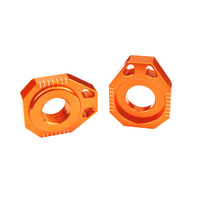KTM HUSQVARNA 85 TO 500 2002 TO 2020 BILLET ALLOY AXLE BLOCKS ORANGE SCAR RACING AB502