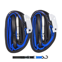 GORILLAS GRIP MOTORCYCLE  TIE DOWNS 38MM SOFT HOOK / SNAP HOOK BLACK / BLUE