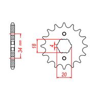 SPROCKET FRONT MTX 259 14T #428
