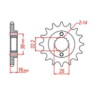 SPROCKET FRONT MTX 740 14T #525