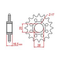 SPROCKET FRONT MTX 1904 16T #525