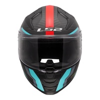 LS2 FF811 Vector II Carbon Grid Helmet - Red / Cyan (M)M