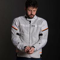 LS2 Riva Men's Jacket - Light Grey / Hi-Vis Orange (3XL)3XL