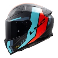 LS2 FF811 Vector II Carbon Grid Helmet - Red / Cyan (XL)XL