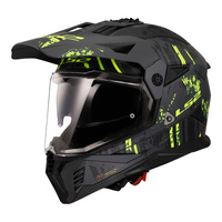 LS2 MX702 Pioneer II Crazy Helmet - Matte Black / Grey / Hi-Vis Yellow (S)S