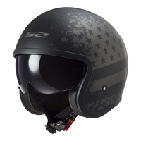 LS2 OF599 Spitfire II (2XL) - Matte Black Flag Helmet 062XL