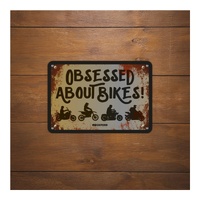 Oxford Garage Metal Sign: "Obsessed About Bikers"