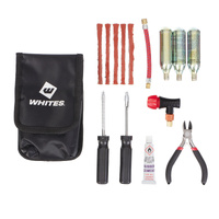 Whites Puncture Repair Kit - Compact (Seals  CO2  Tools  Glue  Bag)
