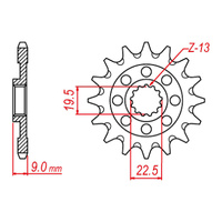 MTX 1442 Steel Front Sprocket #520 (13T) (10-442-13)13 Tooth