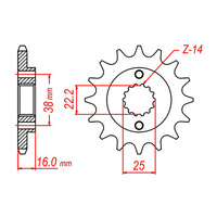 MTX 736 Steel Front Sprocket #520 (16T) (10-736-16)16 Tooth