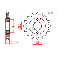 MTX 737 Steel Front Sprocket #520 (15T) (10-737-15)15 Tooth