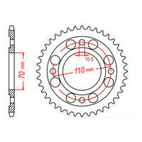 MTX 246 Steel Rear Sprocket #530 (44T) (11-413-44)44 Tooth