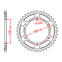 MTX 005 Steel Rear Sprocket #520 (45T) (11-BMW-45)45 Tooth
