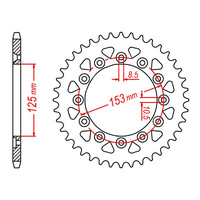 MTX 210/301 Steel Rear Sprocket #520 (52T) (11-KAE2-52)52 Tooth