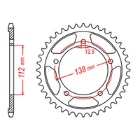 MTX 1304 Steel Rear Sprocket #525 (44T) (11-MAS-44)44 Tooth