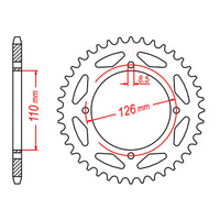 MTX 1465 Steel Rear Sprocket #420 (47T) (11-455-47)47 Tooth