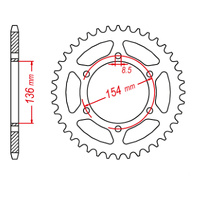 MTX 009 Steel Rear Sprocket #520 (47T) (11-BM9-47)47 Tooth