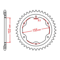 MTX 893 Steel Rear Sprocket #525 (38T) (11-893-38)38 Tooth