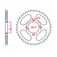 MTX 810 Steel Rear Sprocket #428 (43T) (11-208-43)43 Tooth