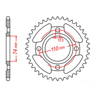 MTX 854 Steel Rear Sprocket #530 (39T) (11-1J3-39)39 Tooth
