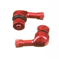 WHITES 90 DEGREE ALLOY VALVE 8.3MM - RED (PAIR)